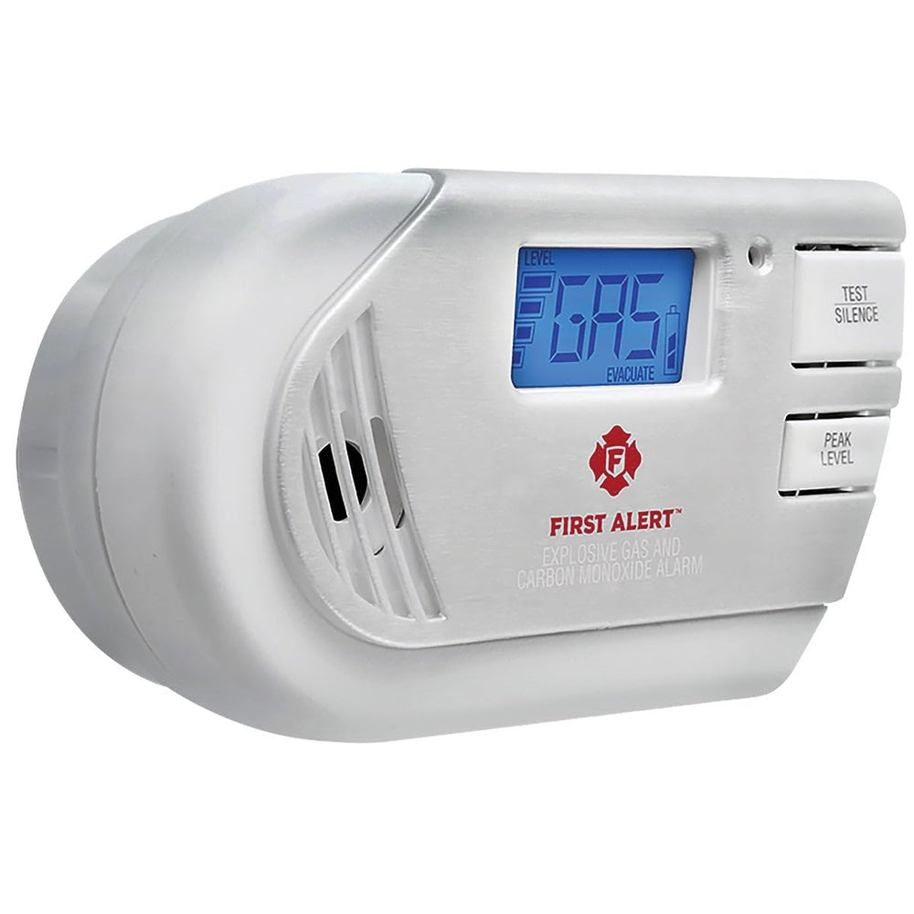 First Alert label and controls detail showing test/silence button for simple operation