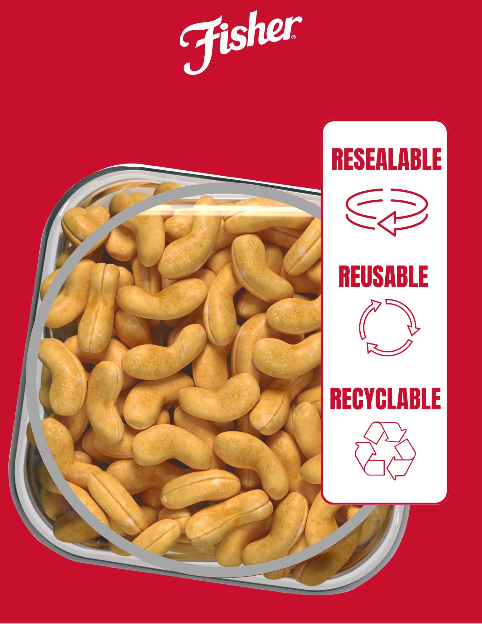 CHEF'S NATURALS Fisher open canister top view demonstrating resealable freshness