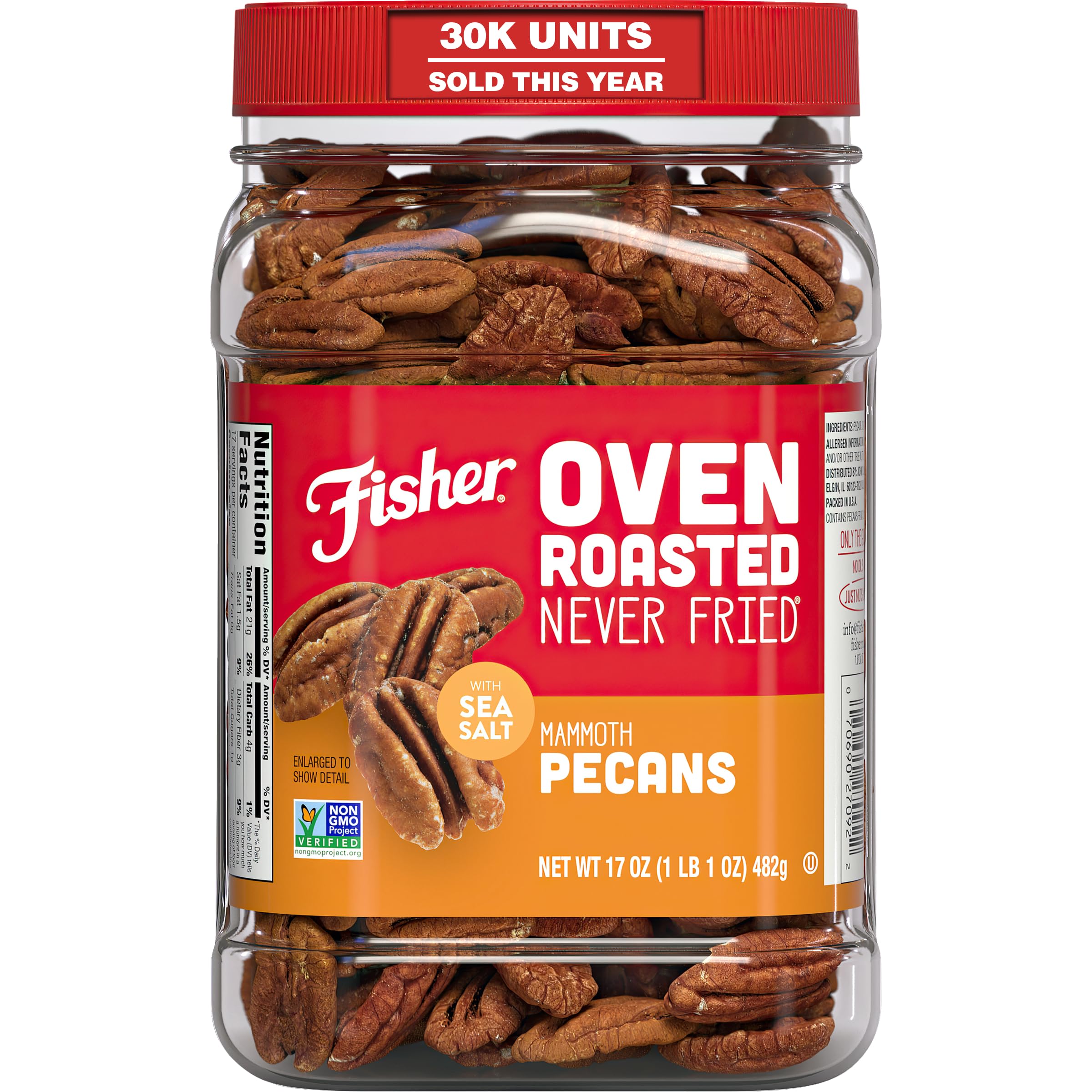 CHEF'S NATURALS Fisher front canister showing 17-ounce packaging and resealable lid for freshness