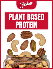 Fisher nuts poured on wooden spoon highlighting ready-to-use portioning benefit