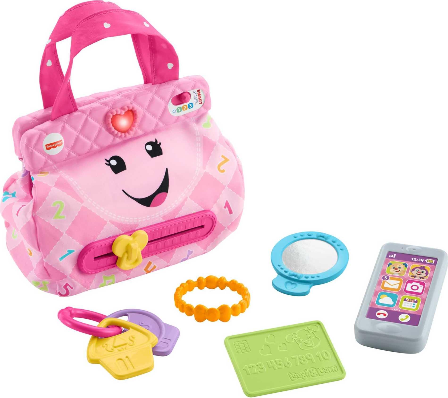 Fisher-Price bolso frontal con luces y botones que enseña palabras y canciones