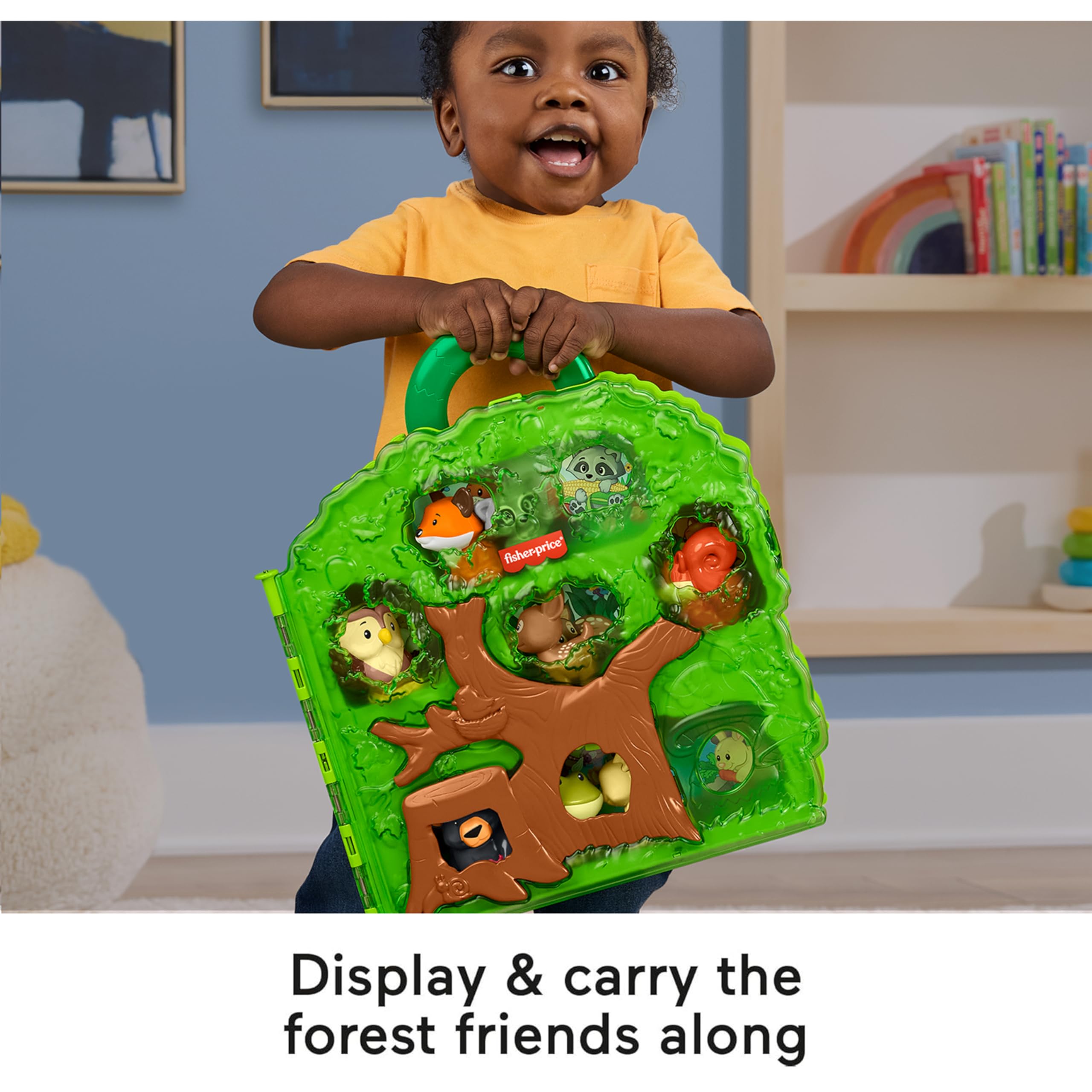Fisher-Price maletín abierto con figuras guardadas, facilita el orden