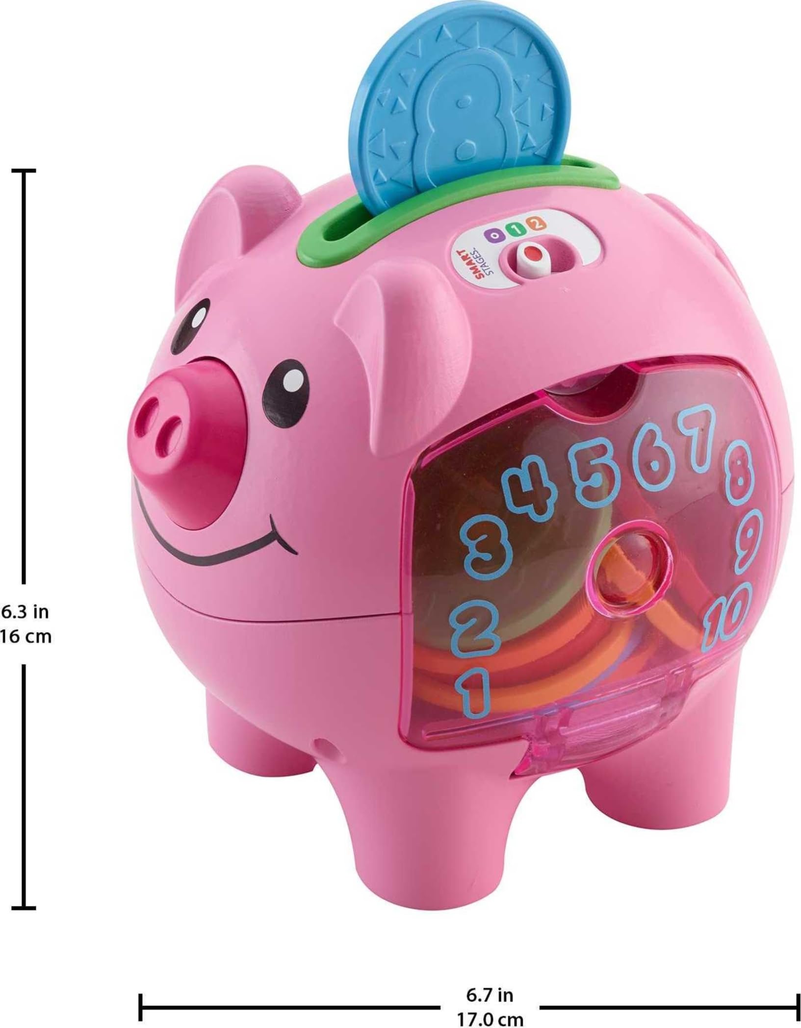 Fisher-Price open trunk door with coins being removed for put-and-take practice