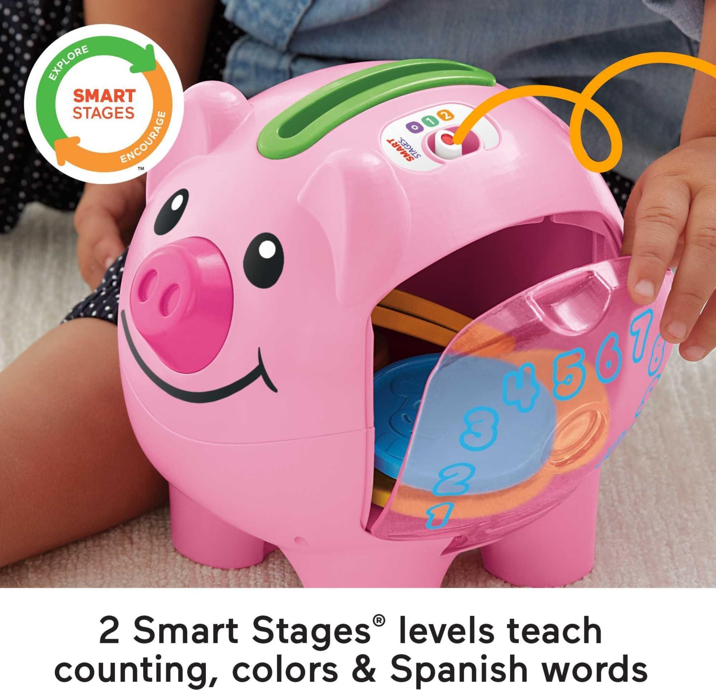 Fisher-Price piggy back coin slot detail demonstrating easy drop-in play feature