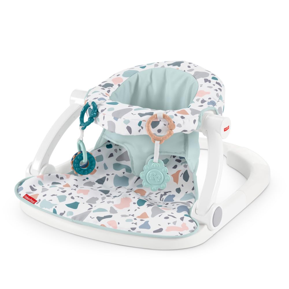 Fisher-Price vista frontal del asiento portátil mostrando confort y diseño