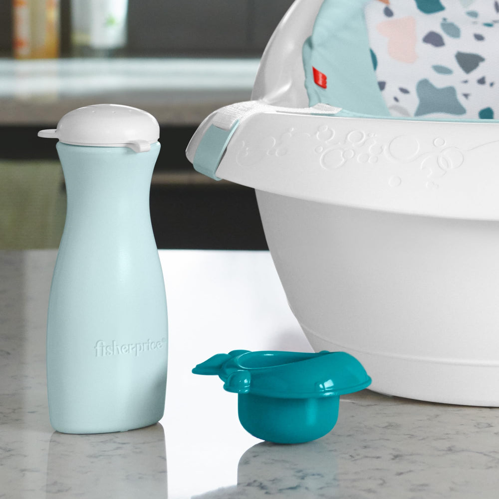Fisher-Price drain plug and hanging hook for faster cleanup and storage
