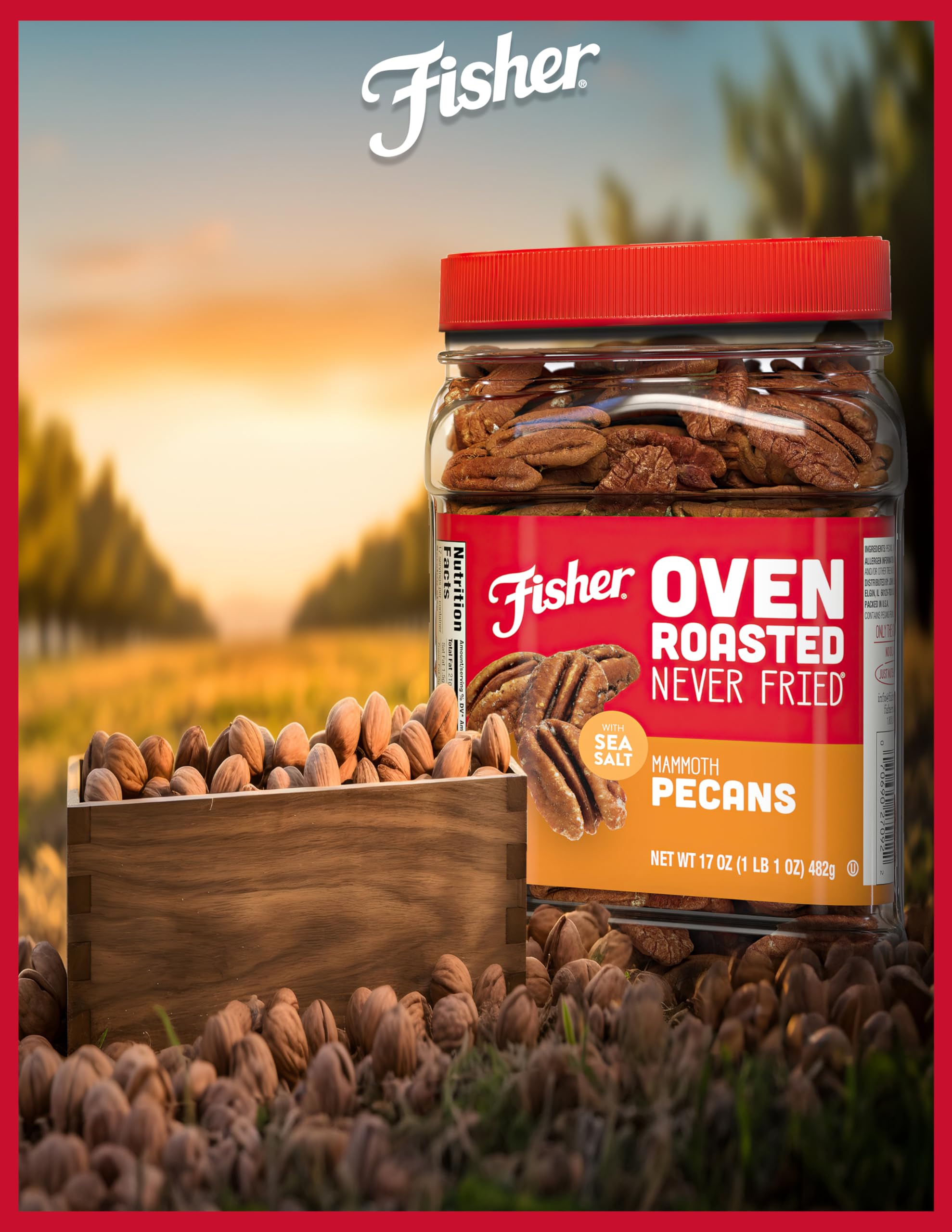 CHEF'S NATURALS Fisher canister held in hand to show 17-ounce size and portable convenience