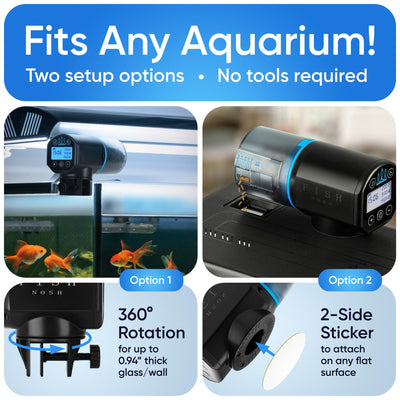 FISHNOSH transparent food window enabling quick level checks and monitoring