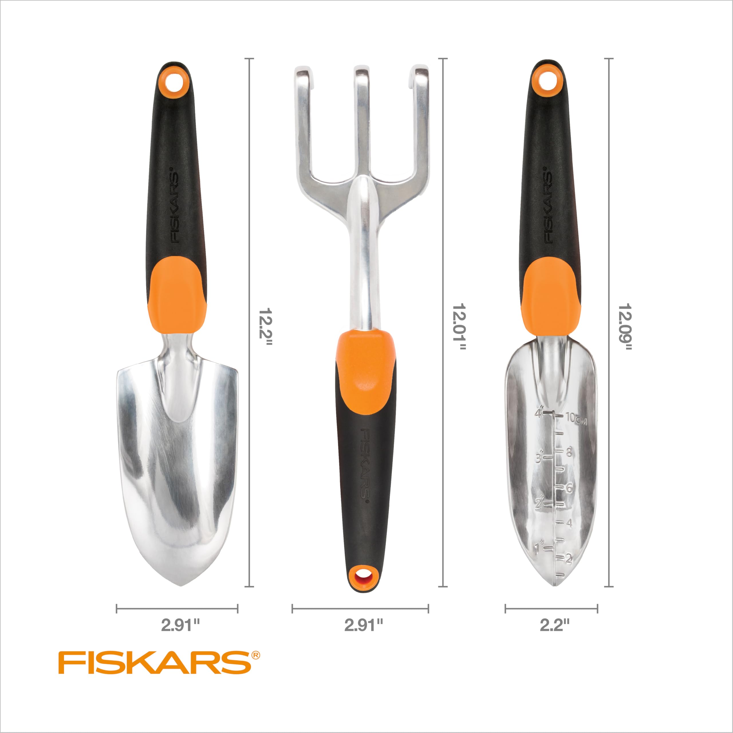 Fiskars etiqueta de garantía de por vida, confianza y respaldo del producto
