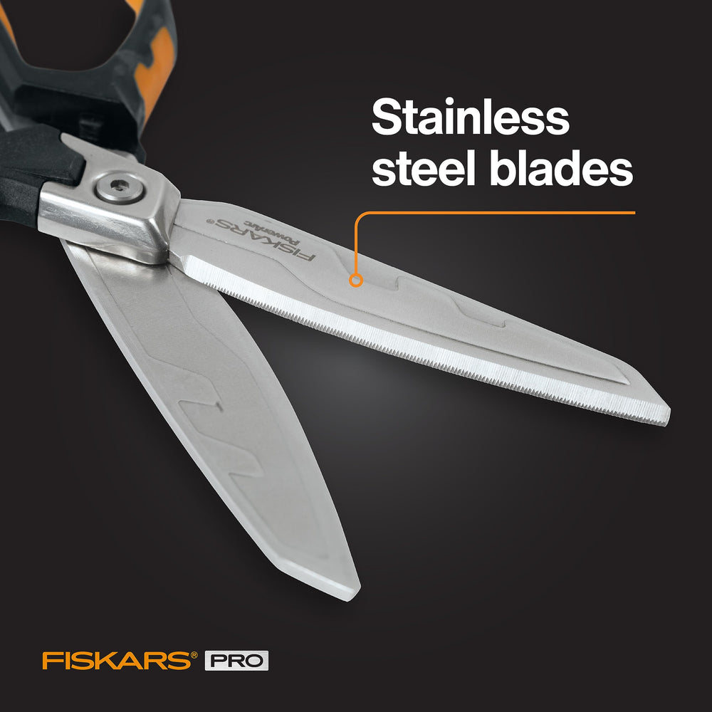 Fiskars comparación de tamaño 10 pulgadas para evaluar escala y manejo
