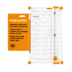 Fiskars front view showing full 12-inch trimmer and grip, improving workflow