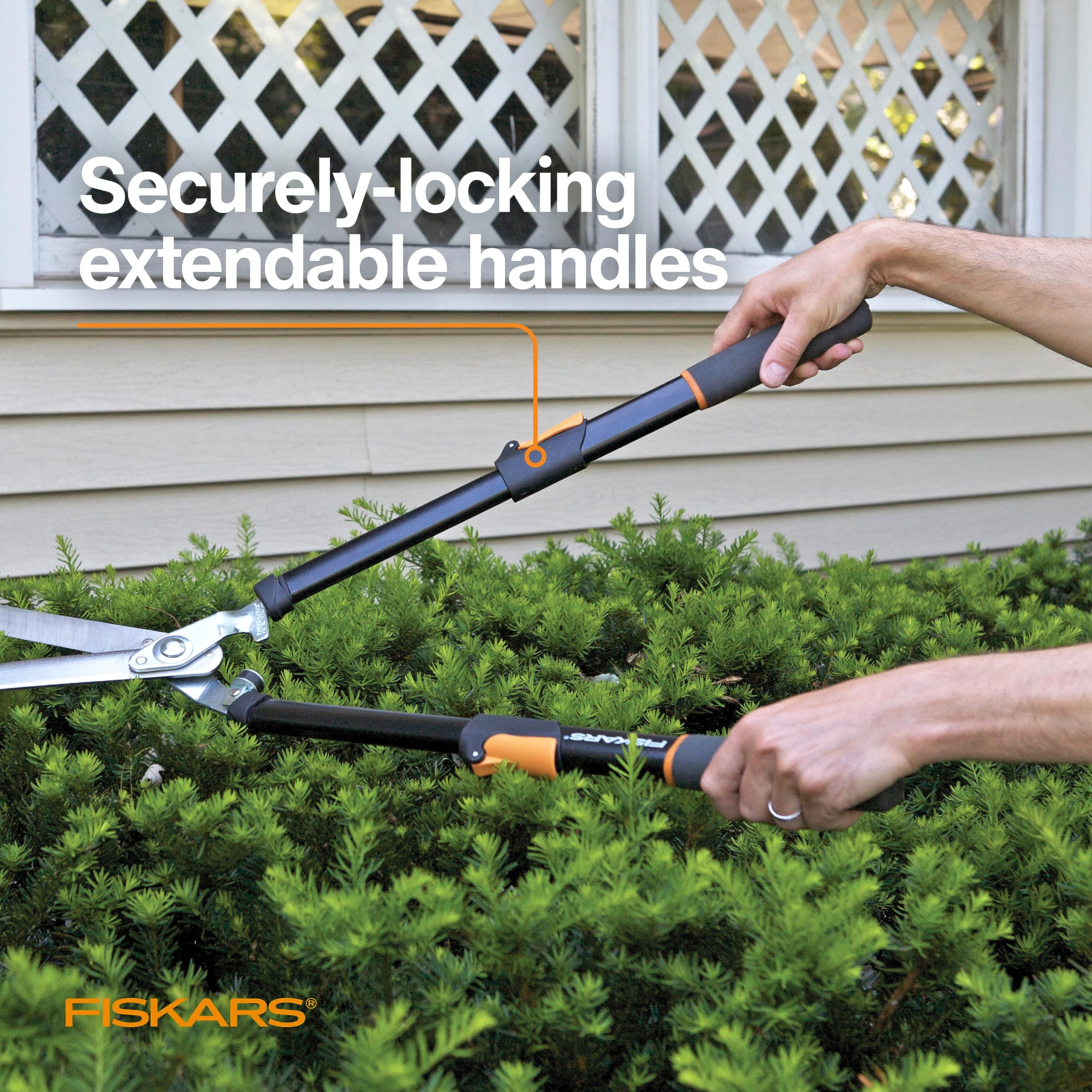 Fiskars tight-lock handle mechanism detail for secure length setting