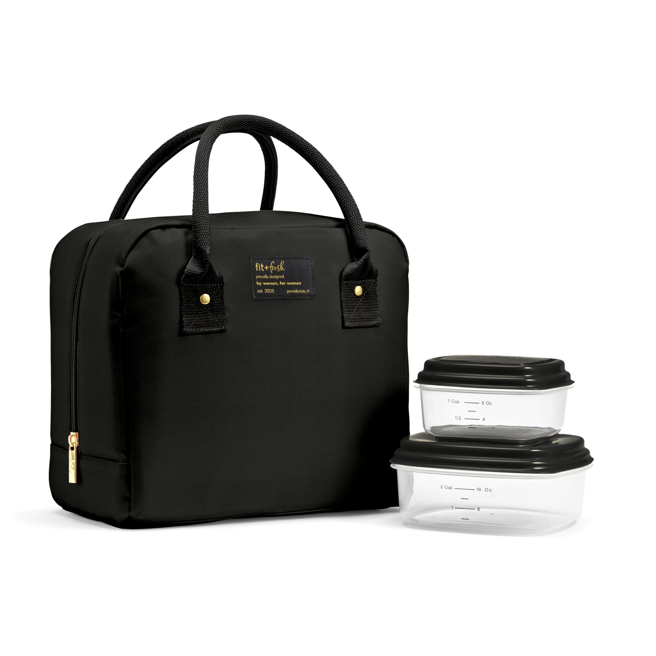 Fit & Fresh Bloomington frente negro mostrando diseño elegante y capacidad