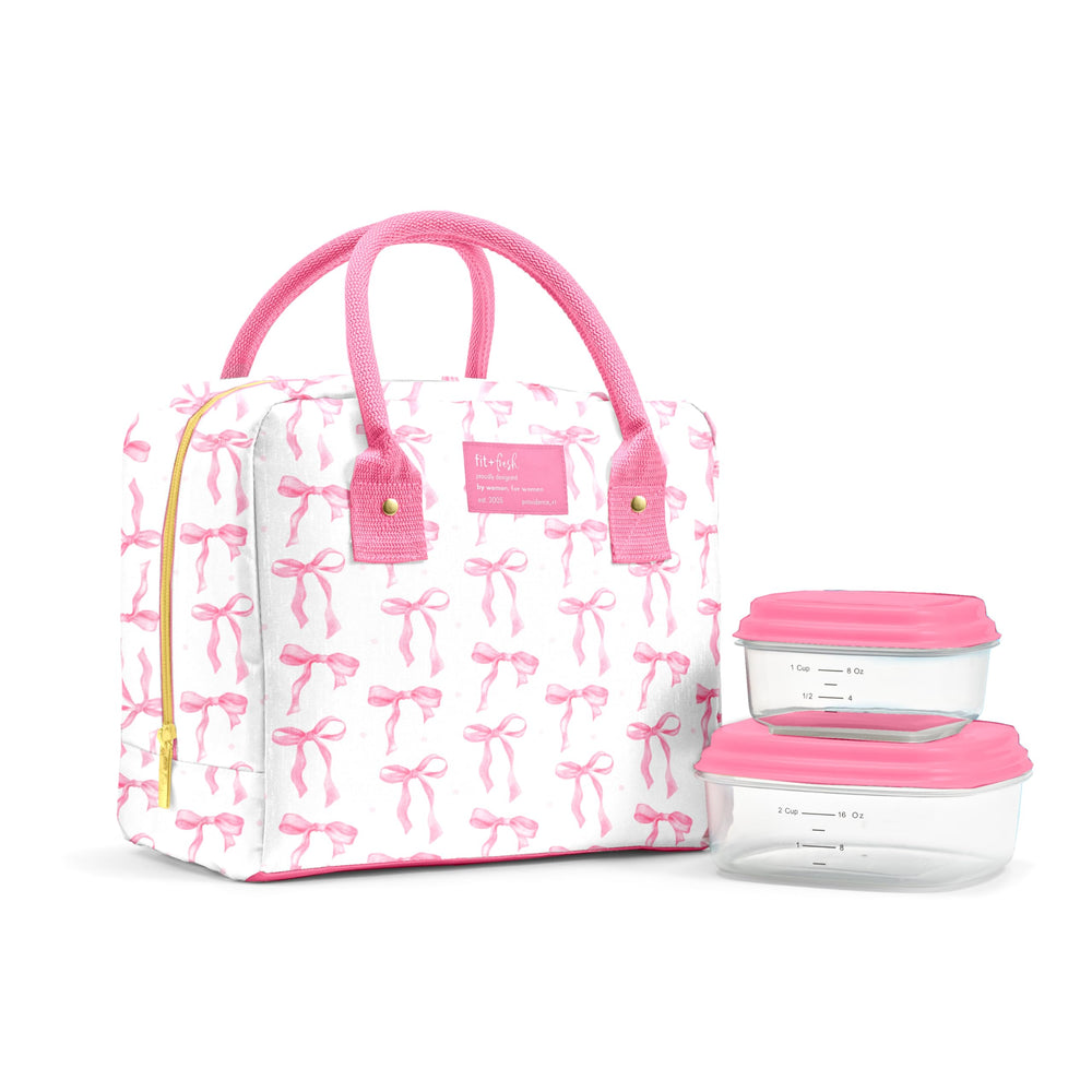 Fit & Fresh bolsa Bloomington frontal rosa mostrando diseño y capacidad