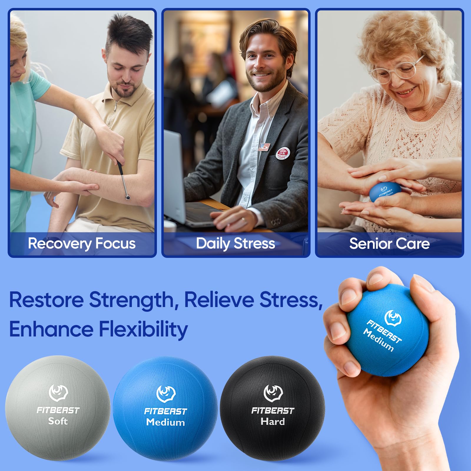 FitBeast comparación de tamaño con mano para mostrar escala y portabilidad