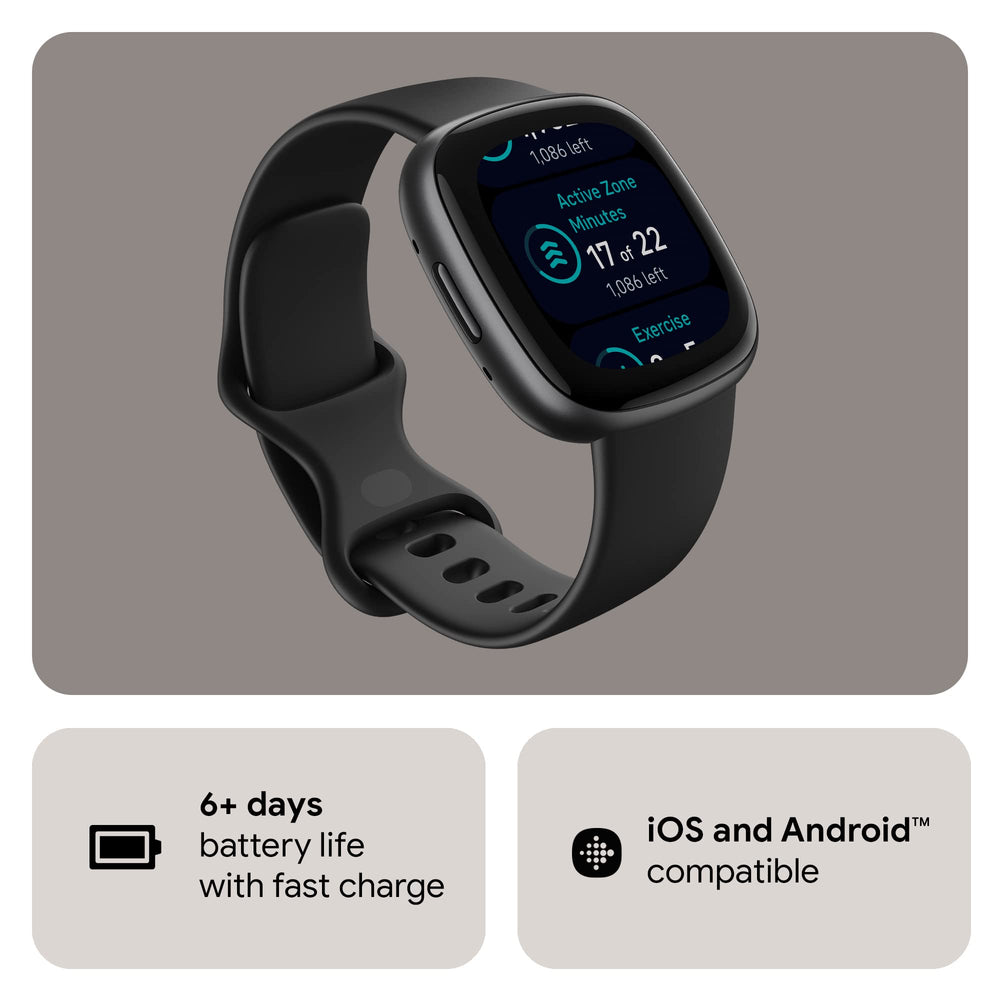 Fitbit Versa 4 comparada en muñeca mostrando proporción y ajuste