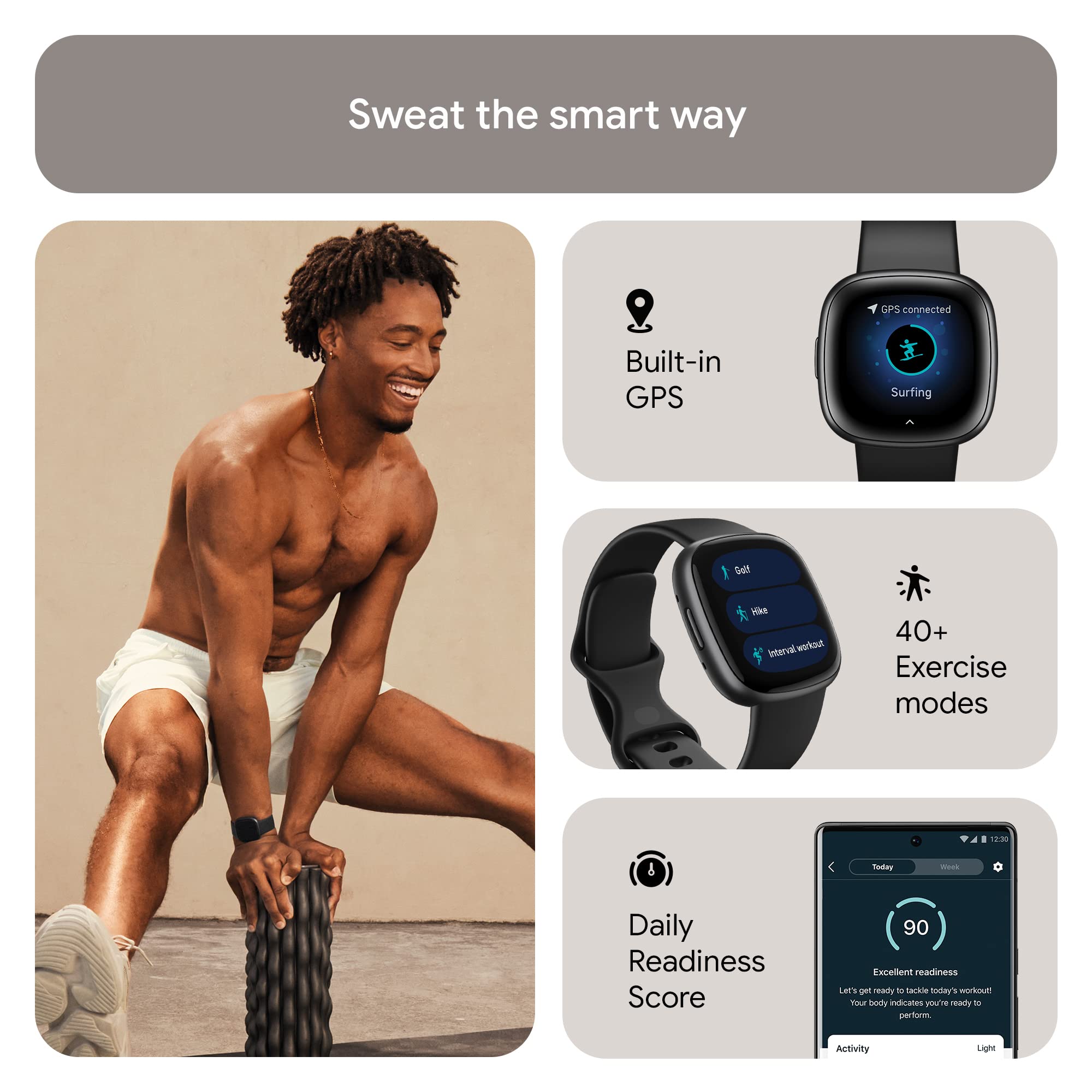 Fitbit Versa 4 pantalla con estadísticas de ejercicio para motivarte