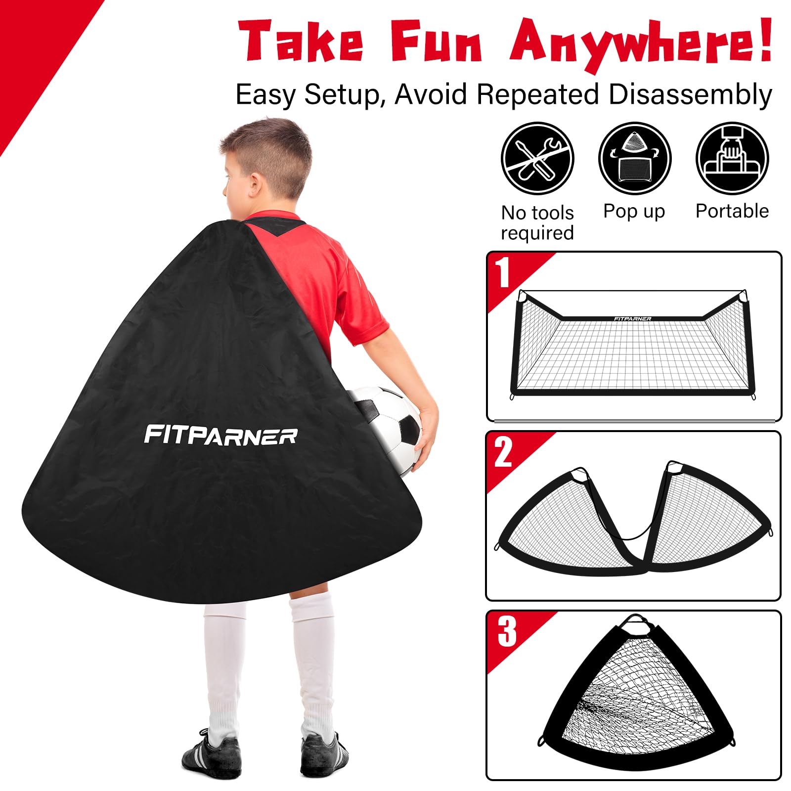 FITPARNER portería instalada en jardín, juego al aire libre seguro y estable