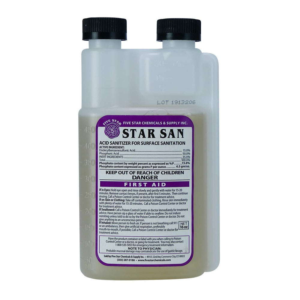 Five Star Star San front label showing product and size for clear identification and fast selection