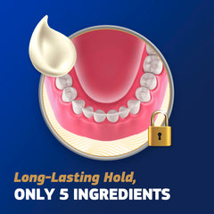 Fixodent textura del adhesivo en primer plano para sensación natural