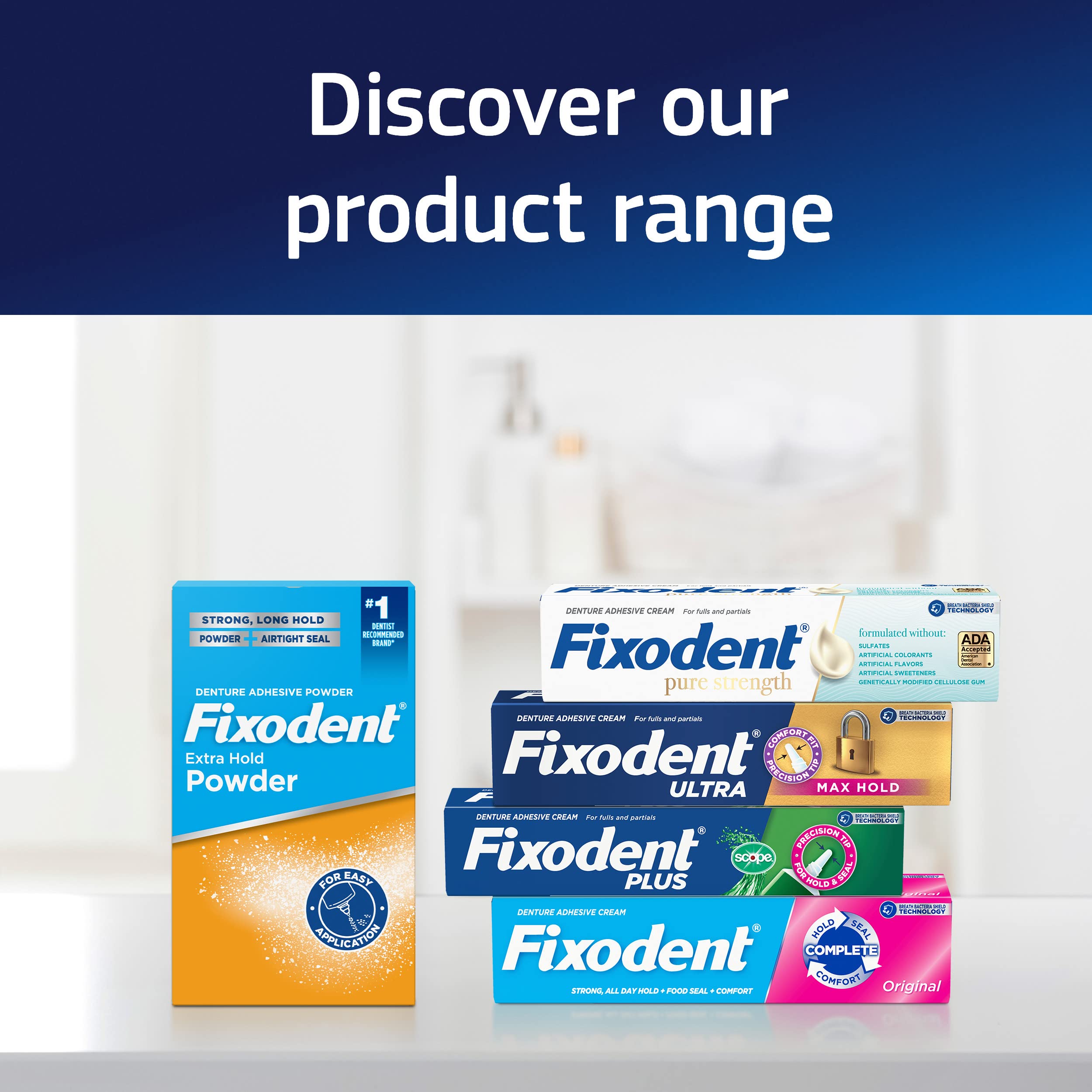 Fixodent adhesivo en línea continua para sellado y sujeción prolongada