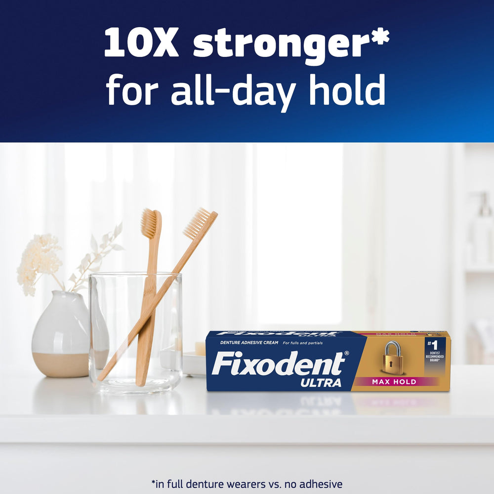 Fixodent crema en textura fina que forma sello acolchado