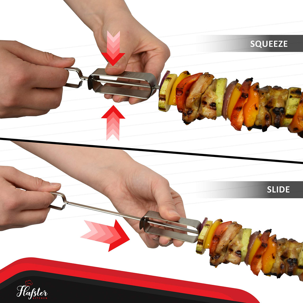 FLAFSTER KITCHEN flat blade close-up showing secure food grip and even grilling