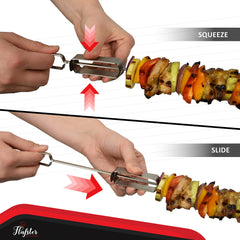 FLAFSTER KITCHEN flat blade close-up showing secure food grip and even grilling