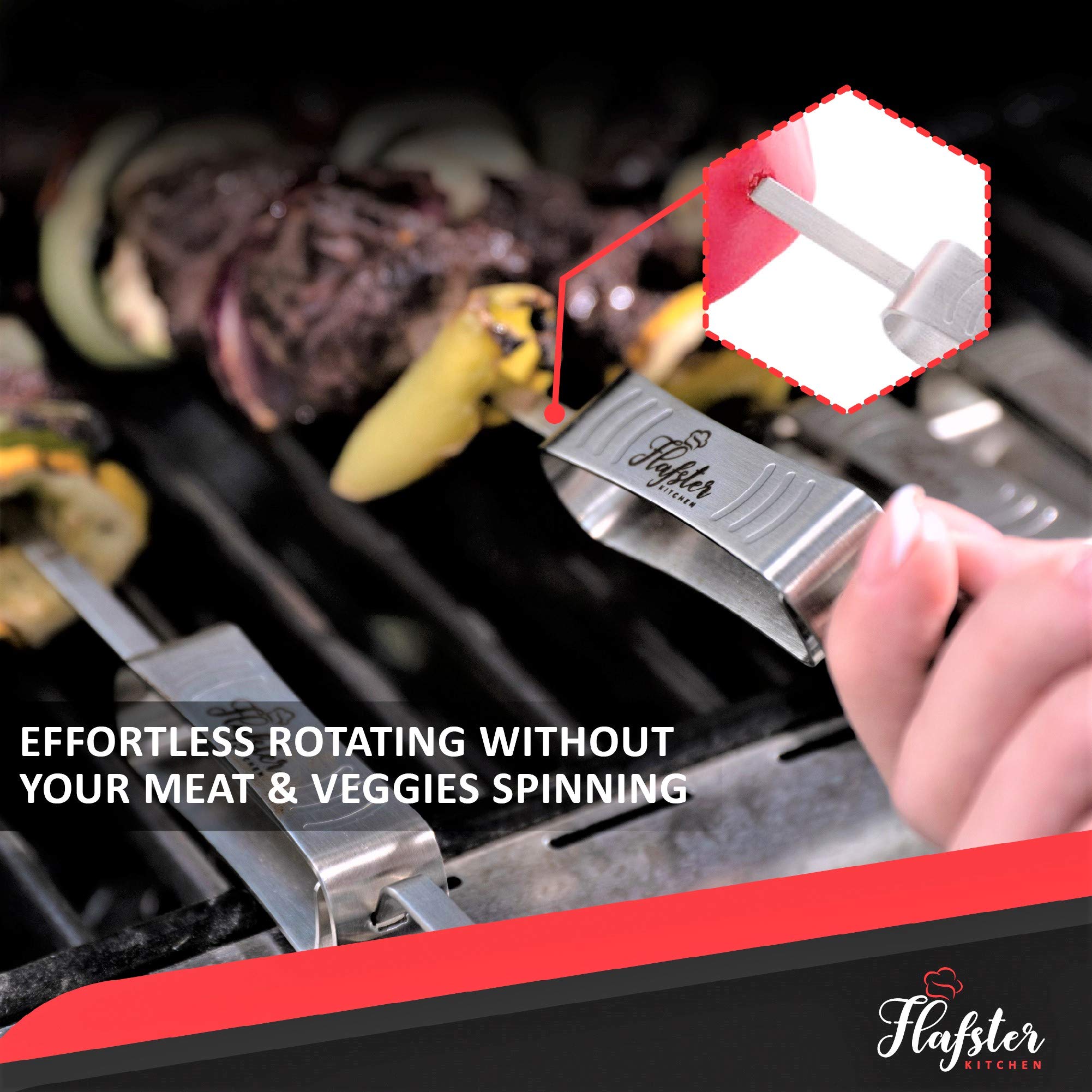 FLAFSTER KITCHEN angled tip threading meat and vegetables easily without tearing