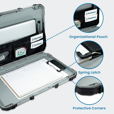 Flambeau clipboard open storage compartment demonstrating secure document storage
