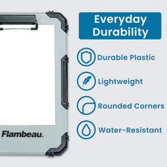 Flambeau clipboard internal pen pouch closeup holding pens for easy access