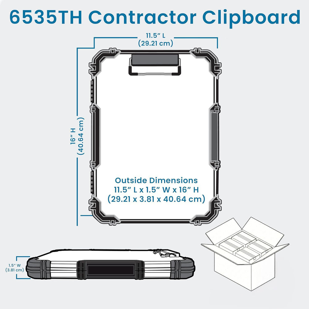 Flambeau clipboard size comparison against a notebook showing portable scale