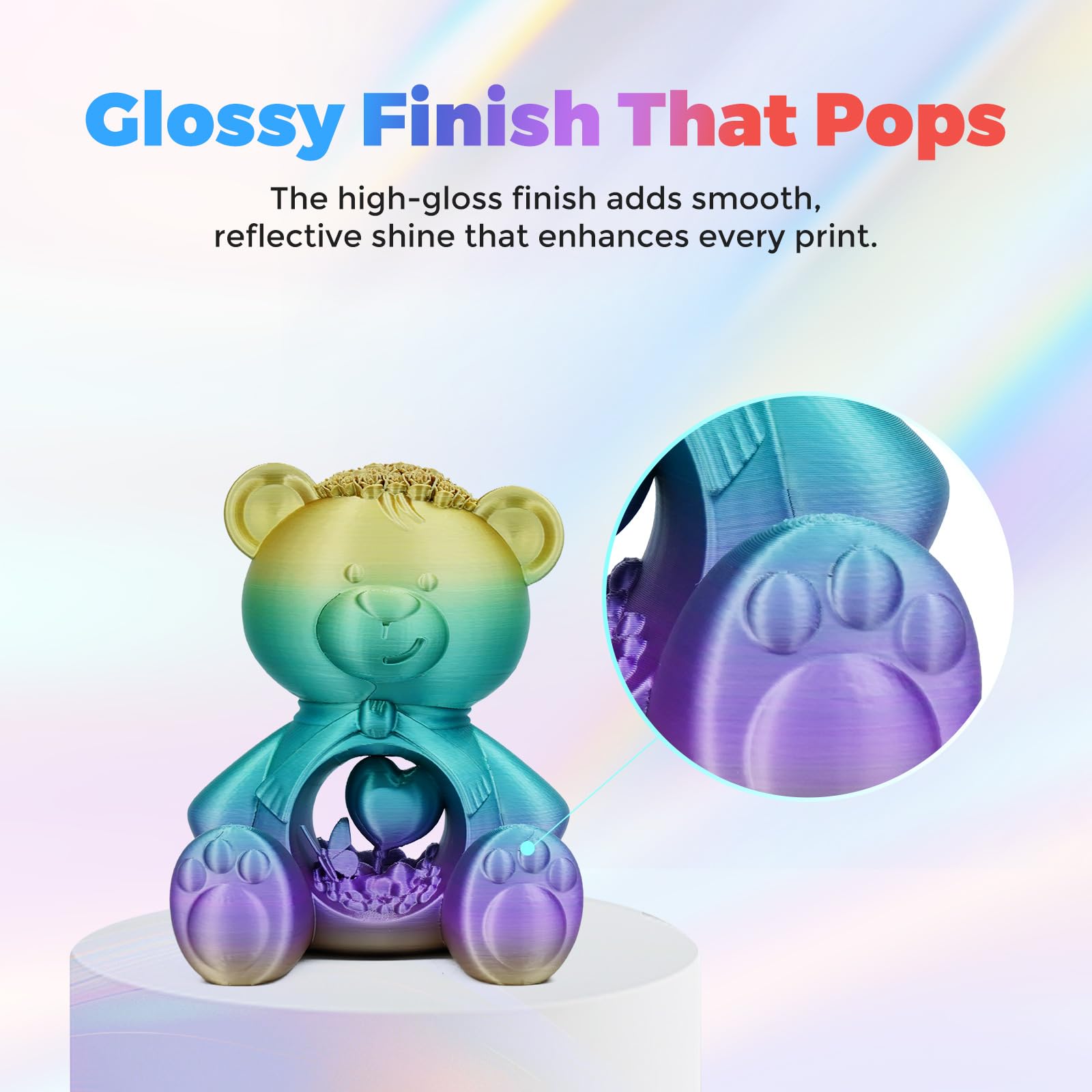 FLASHFORGE impresora 3D extruyendo Silk PLA con flujo estable