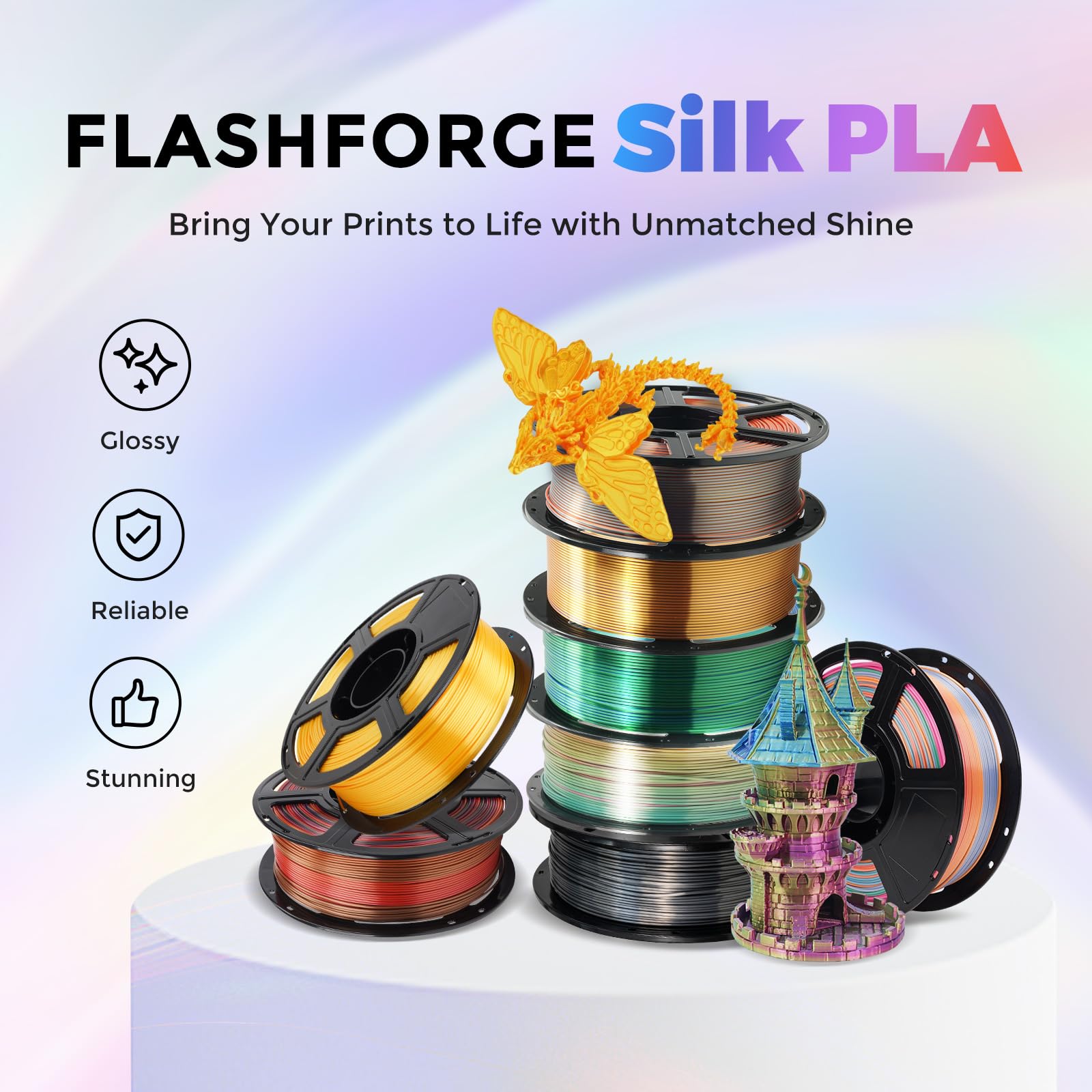 FLASHFORGE primer plano de superficie impresa con acabado brillante