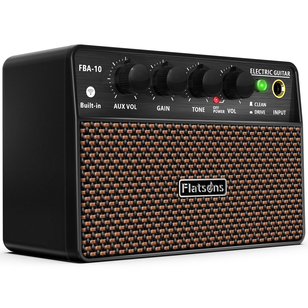 Flatsons amplificador frontal mostrando diseño compacto y potencia portátil