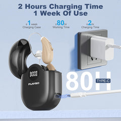 Flaygo charging case open with USB-C showing fast recharge convenience