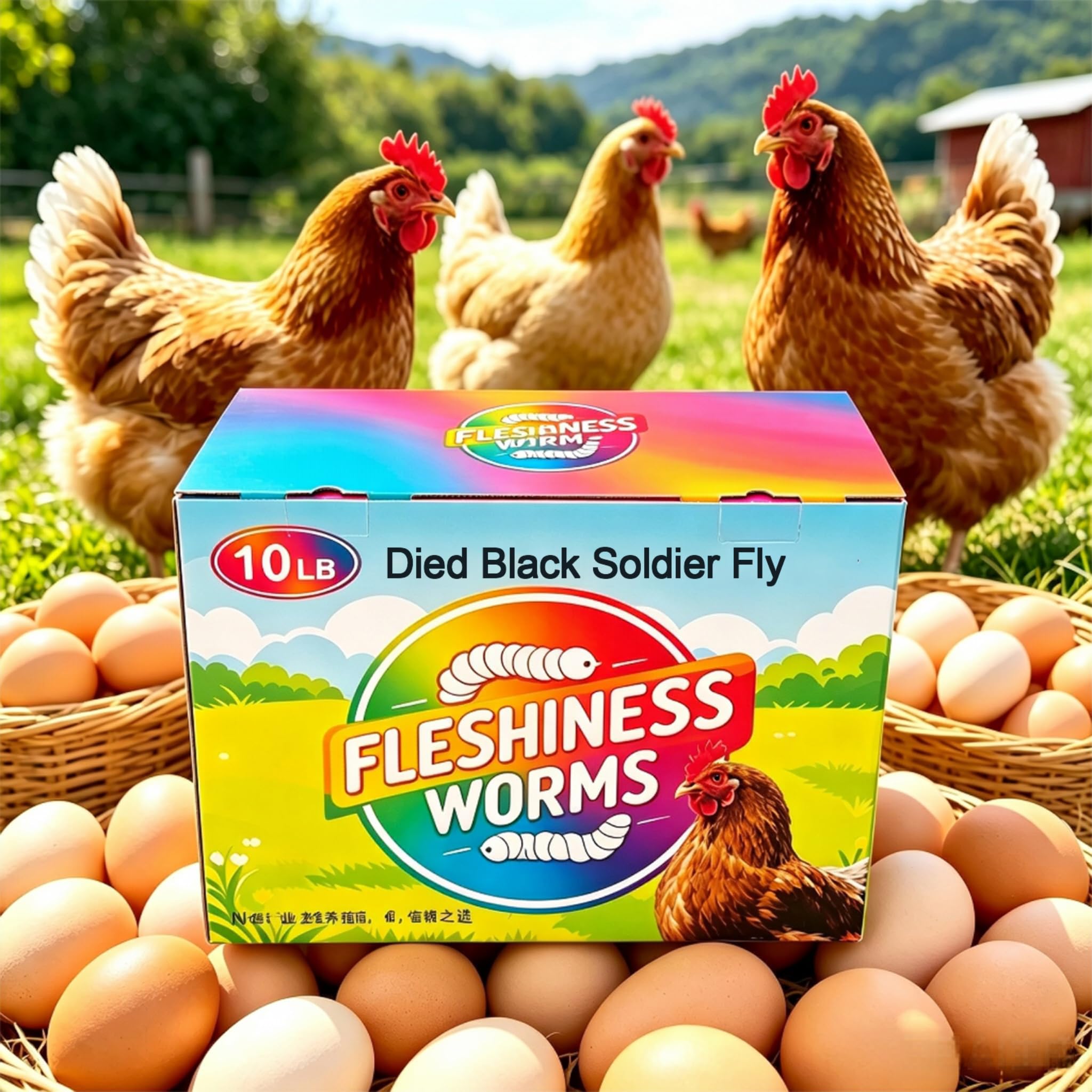 FLESHINESS WORMS nutrition label and ingredients highlighting protein and calcium