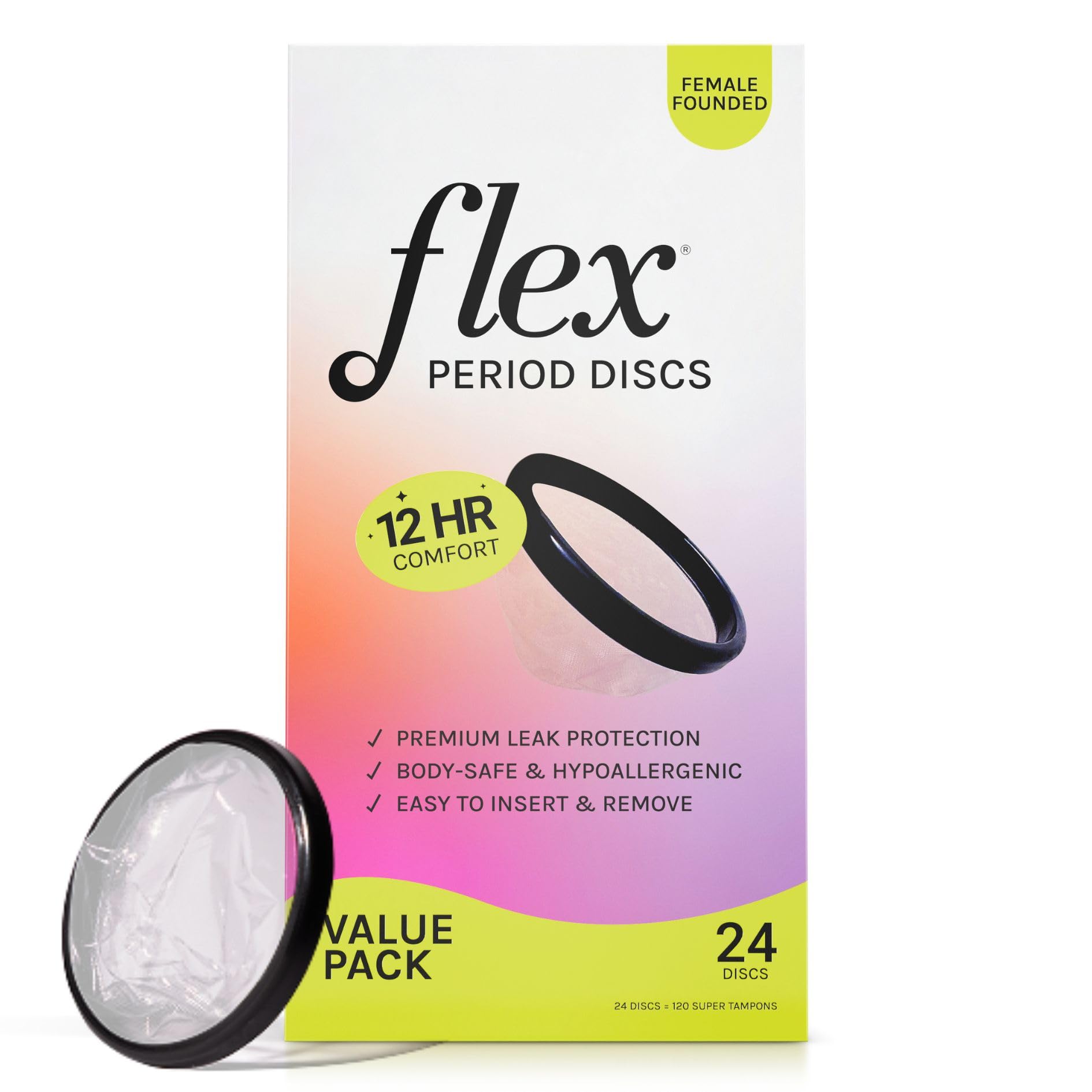 FLEX vista frontal del empaque mostrando la caja y beneficio de protección prolongada