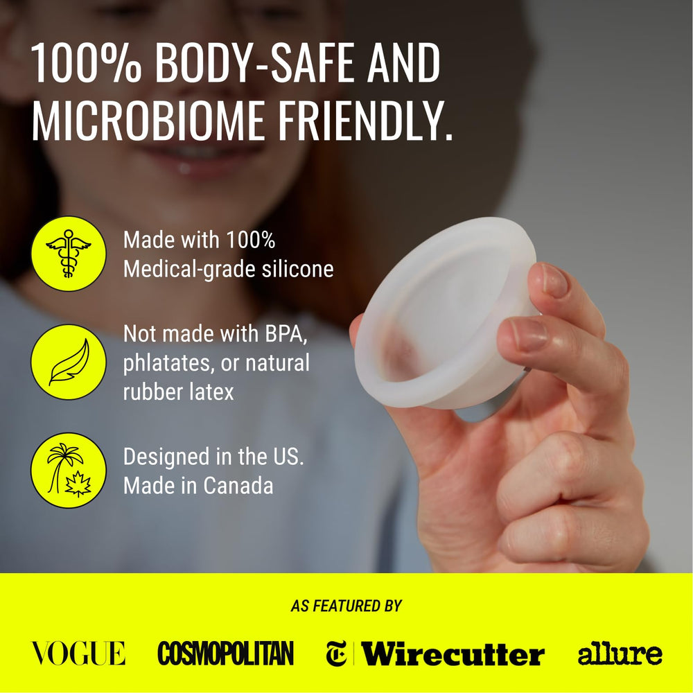 FLEX disc held in hand showing silicone flexibility and easy placement benefit