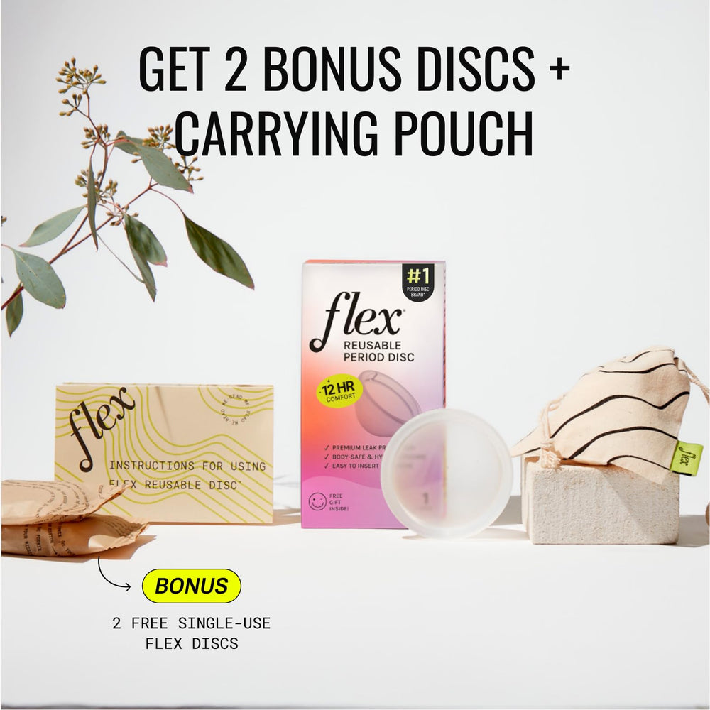 FLEX reusable disc pictured with two disposable discs for travel convenience
