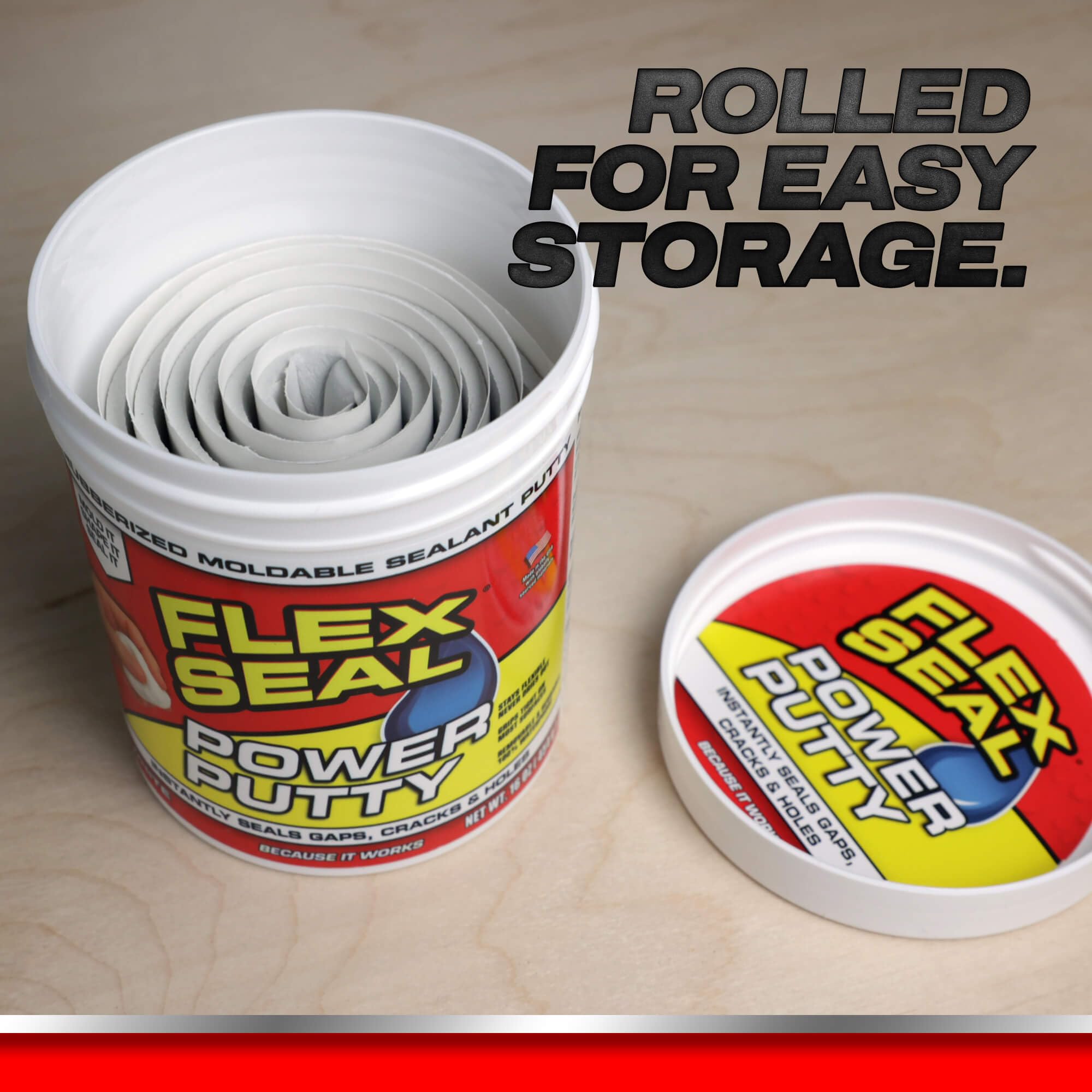 Flex Seal Power Putty textura moldeada en manos mostrando adaptabilidad y control
