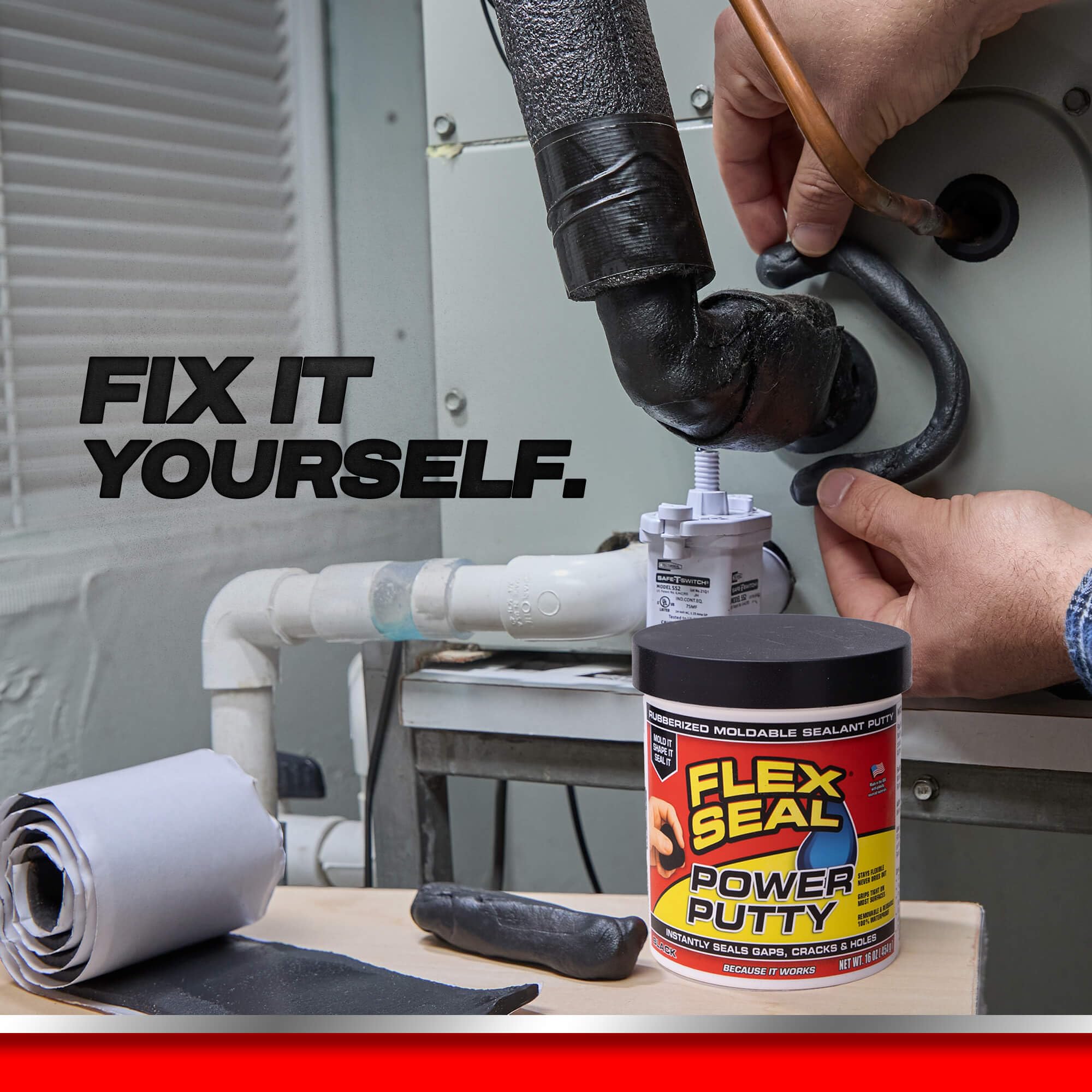 Flex Seal Power Putty aplicado en casco de barco demostrando resistencia marina