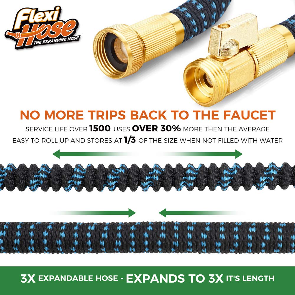 Flexi Hose close-up of 3/4 inch solid brass fitting for secure leak-free connection