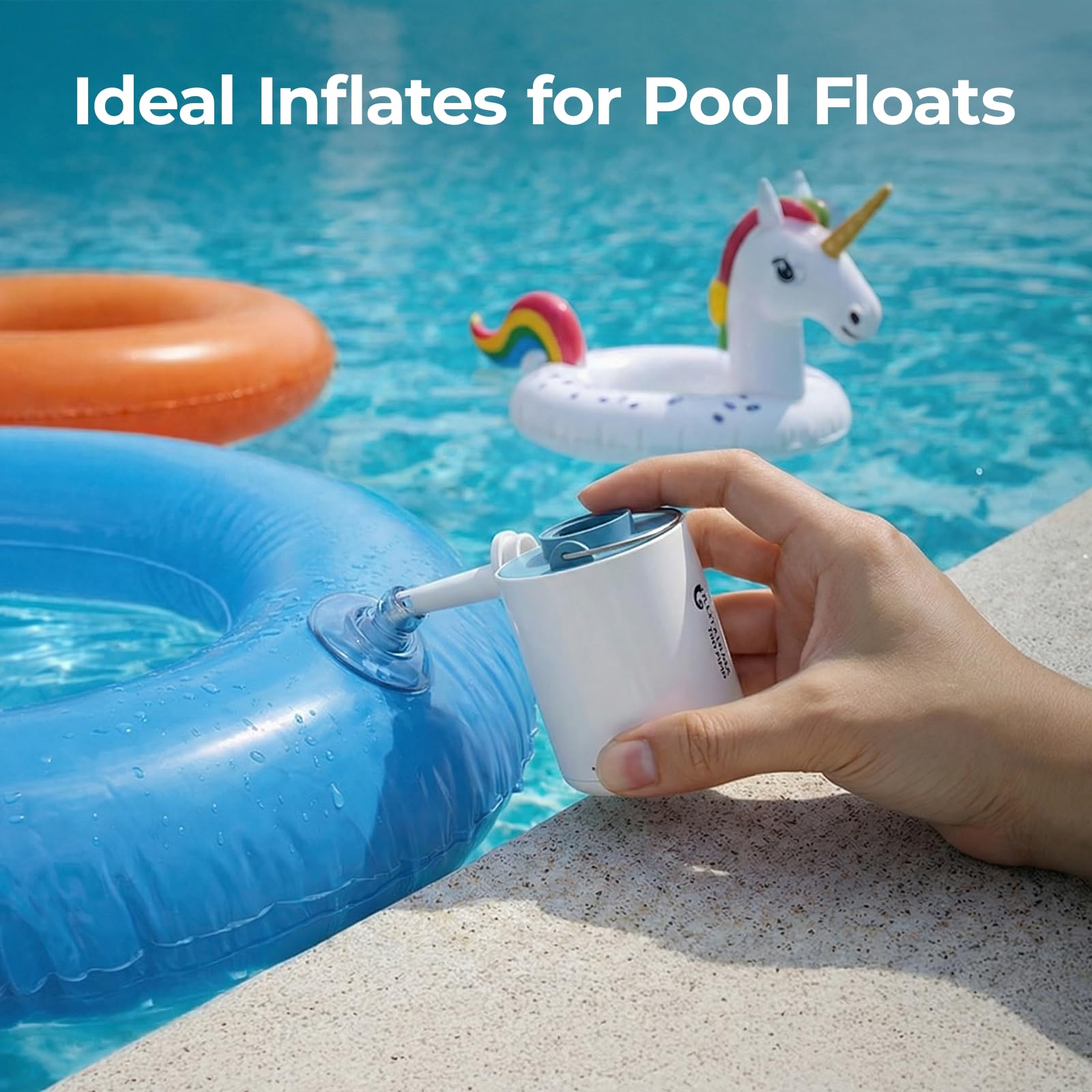 FLEXTAILGEAR inflando un flotador de piscina para uso recreativo rápido