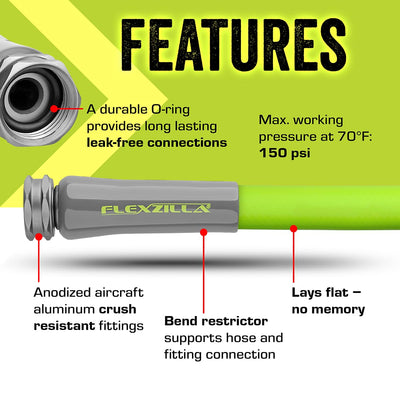 Flexzilla attached to a spigot showing leak-free O-ring seal and secure connection