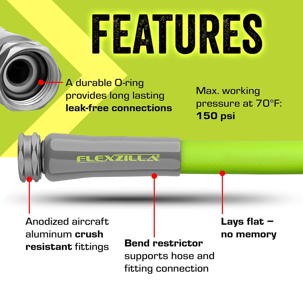 Flexzilla attached to a spigot showing leak-free O-ring seal and secure connection