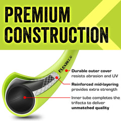 Flexzilla hose coiled neatly on lawn demonstrating lightweight handling benefit
