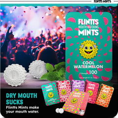 Flintts paquete abierto con pastillas visibles y accesibles para viaje