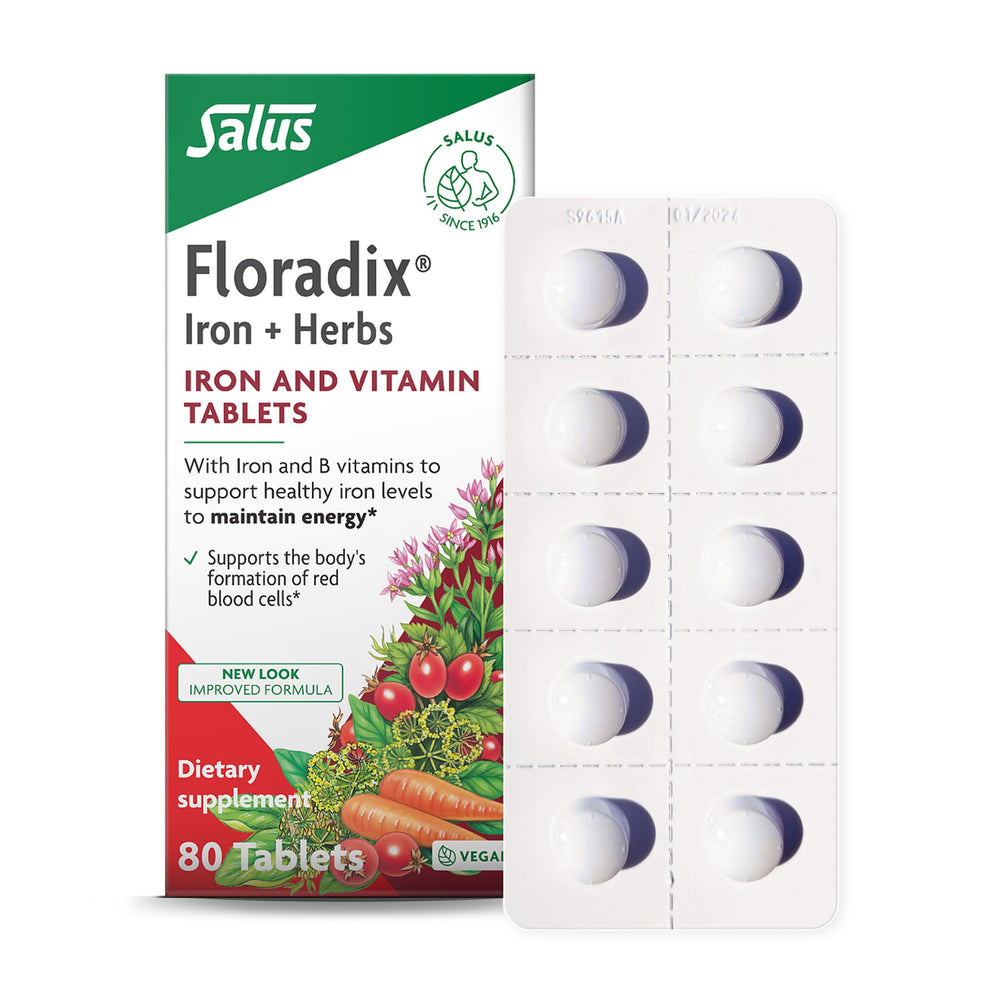 Floradix frente del paquete mostrando branding y beneficios