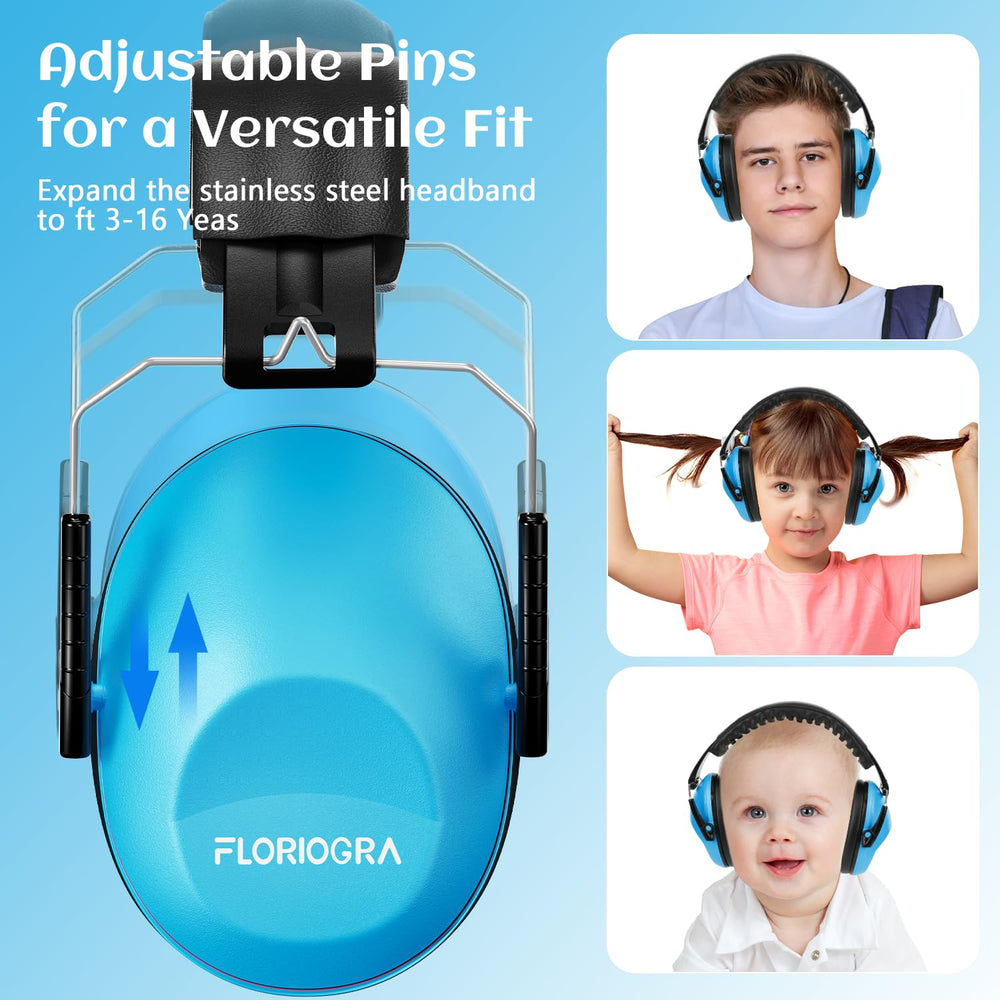 Floriogra niño usando auriculares en concierto reduce sonidos fuertes